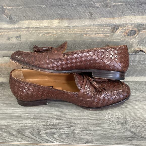 Pelle Line Tassled Woven Loafer Size 11M Leather Slip On Dress Shoe Brown Spain main image 4